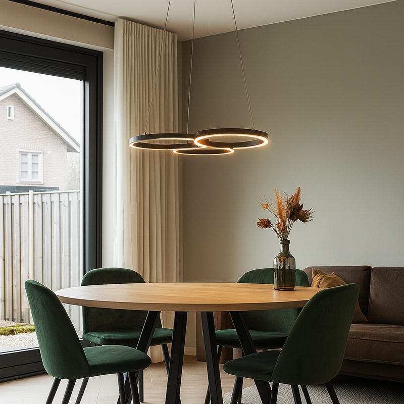 Designové závěsné světlo nad jídelní stůl černé, Thalia, 36W, LED 2700 K, s 3stupňovým stmíváním