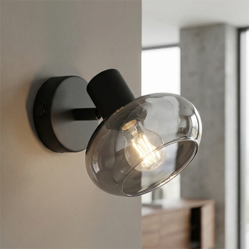 Designové nástěnné bodové světlo černé, Skip, s vypínačem Designové nástěnné bodové světlo černé, Skip, s vypínačem