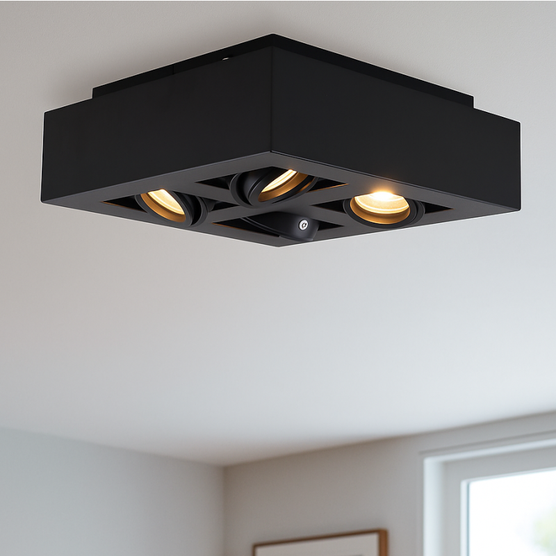 Moderní přisazené stropní svítidlo černé, Akira