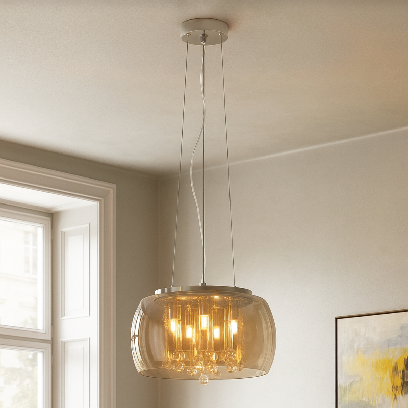 Designové závěsné světlo jantarové, Lorenzo