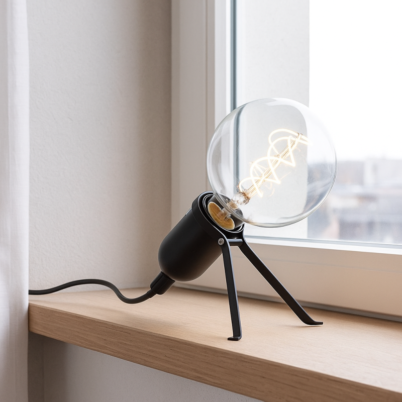 Kovová stolní lampa černá, Gidon, s vypínačem