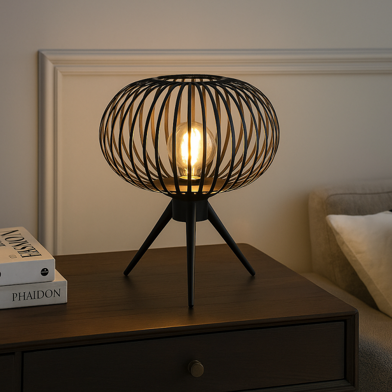 Industriální stolní lampa černá, Lieve, s vypínačem