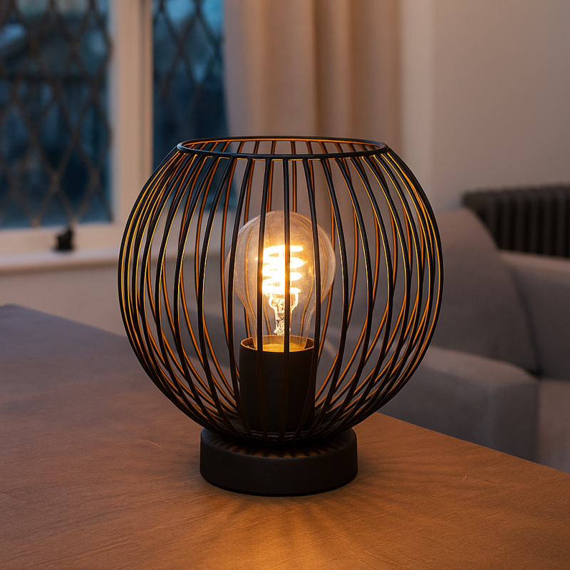 Industriální stolní lampa černá, Wiro, s vypínačem