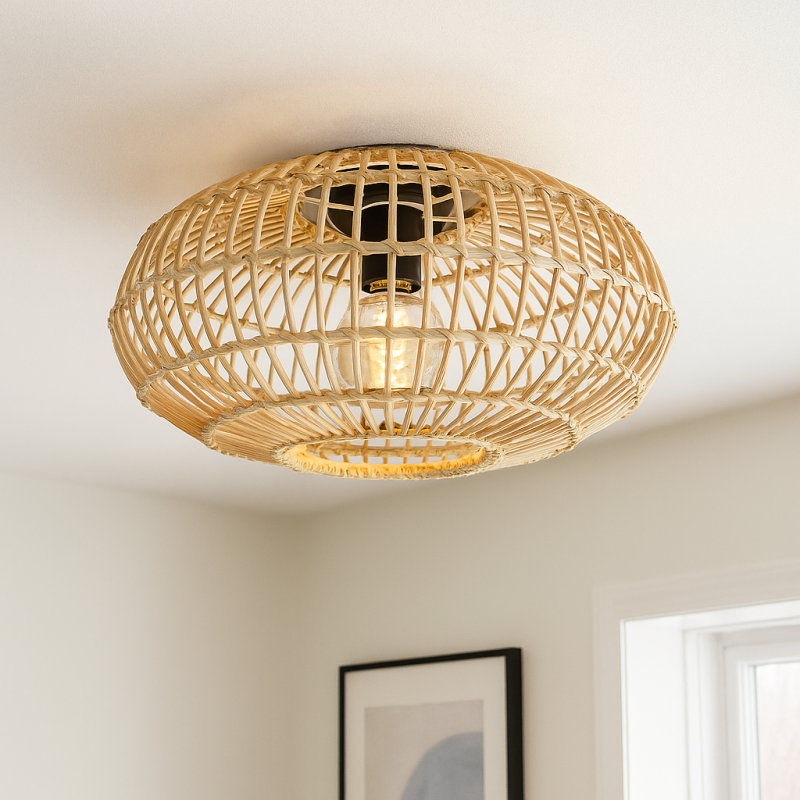 Ratanové stropní světlo hnědé, Emilio