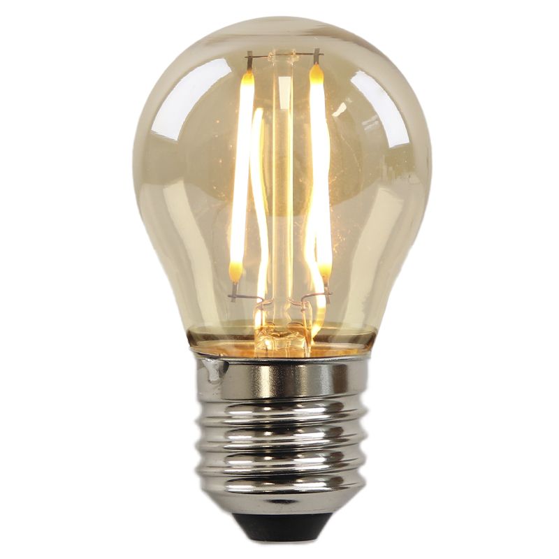 Stmívatelná LED žárovka E27 Olucia Melchis, jantarová, P45, 2W, 2200K
