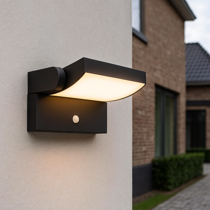Moderní venkovní nástěnné světlo se senzorem pohybu černé, Alet, 12,5W, LED 3000 K, IP54