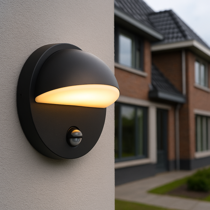 Moderní venkovní nástěnné světlo se senzorem pohybu černé, Shelby, 7W, LED 3000 K, IP44