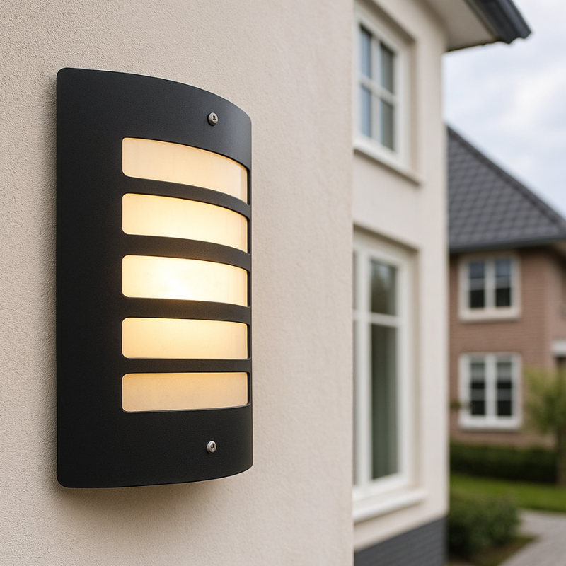 Moderní venkovní nástěnné světlo se soumrakovým čidlem černé, Manuel, IP44