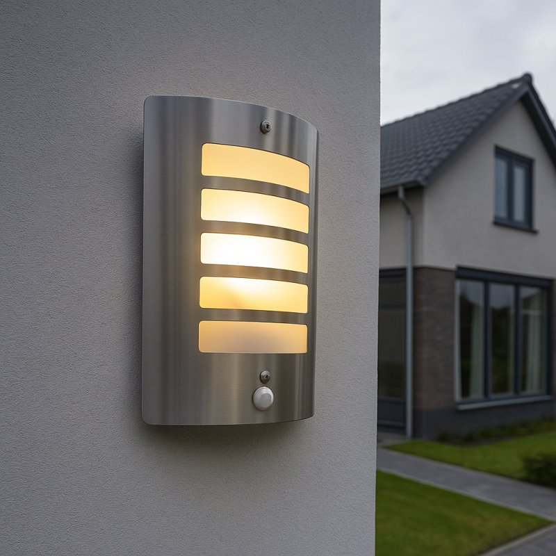 Moderní venkovní nástěnné světlo se senzorem pohybu stříbrné, Manuel, IP44