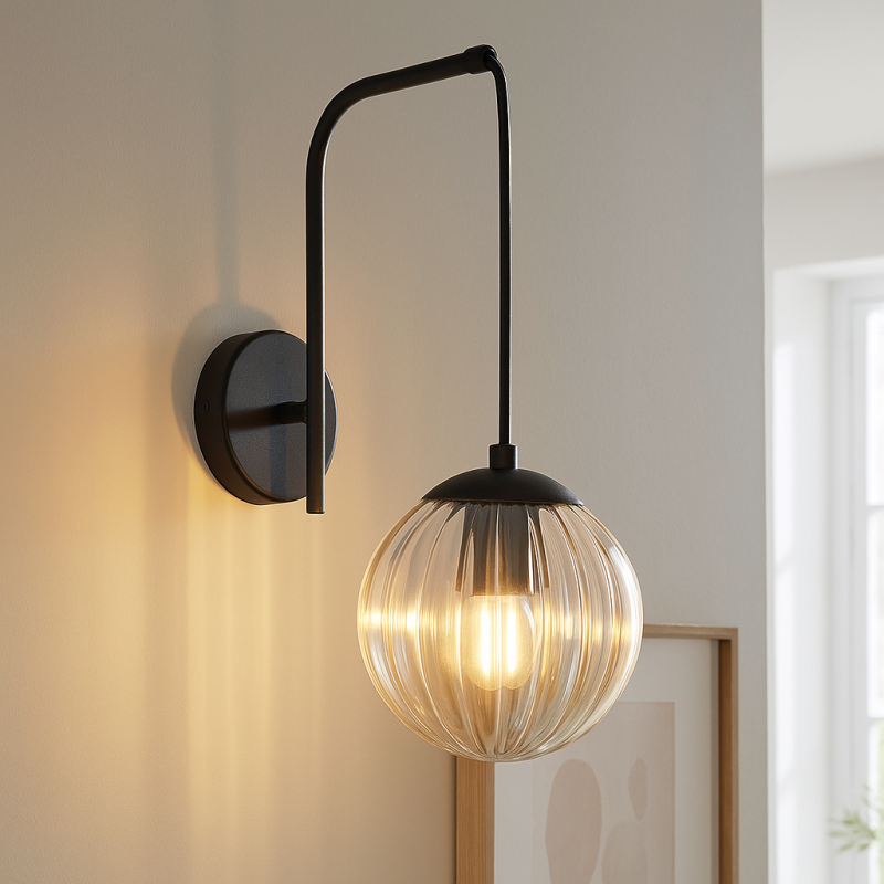 Retro nástěnné světlo jantarové, Rifka, s vypínačem