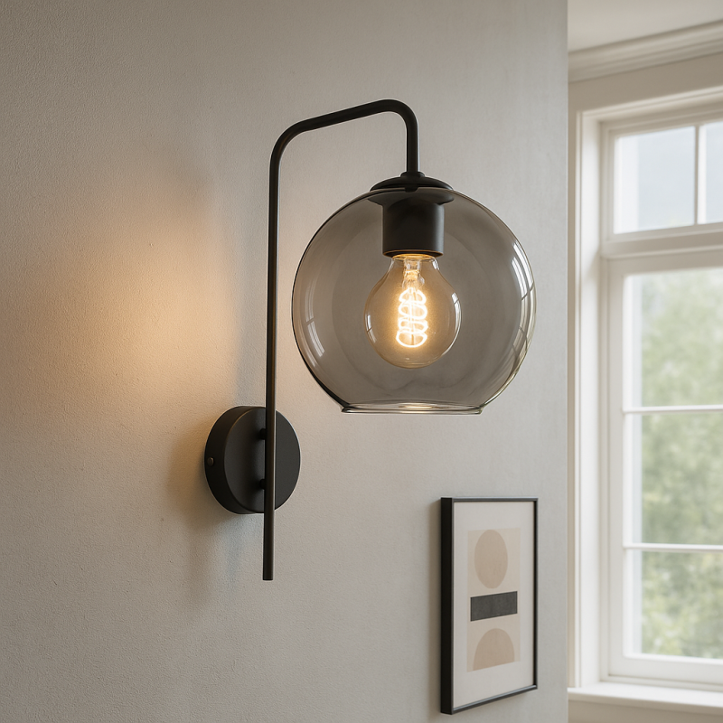Designové nástěnné světlo šedé, Giada, s vypínačem