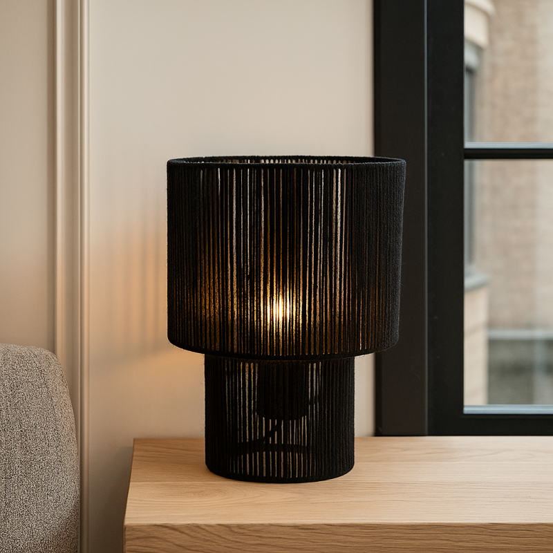 Rustikální stolní lampa černá, Sanny, s vypínačem Rustikální stolní lampa černá, Sanny, s vypínačem