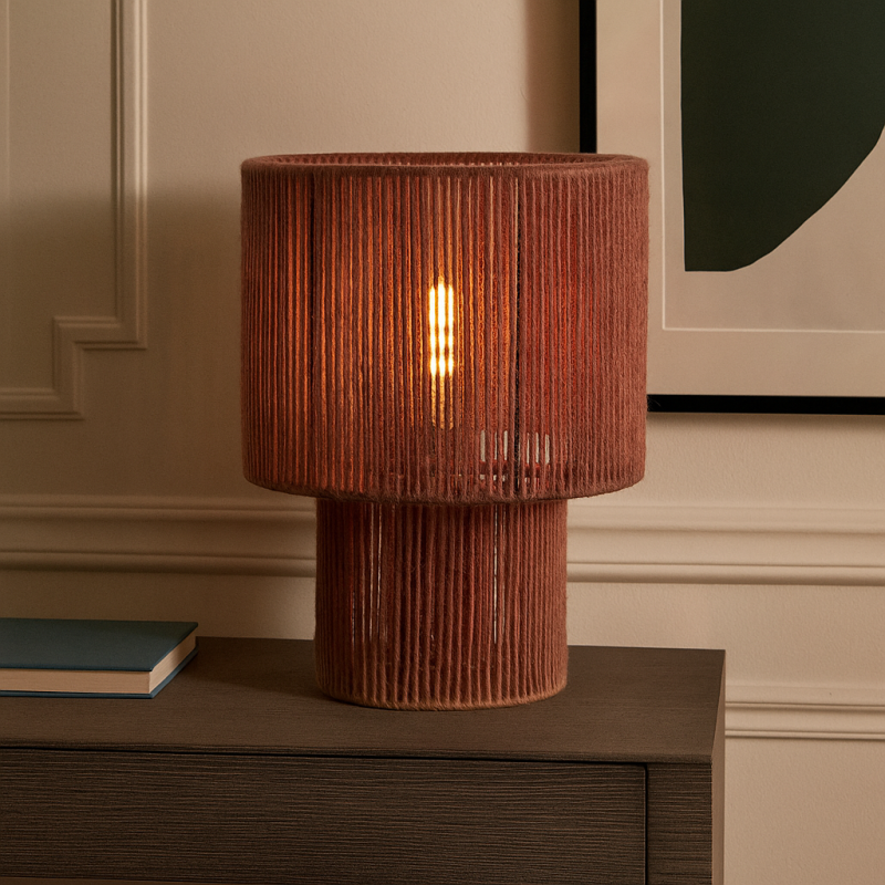 Japandi stolní lampa červená, Sanny, s vypínačem