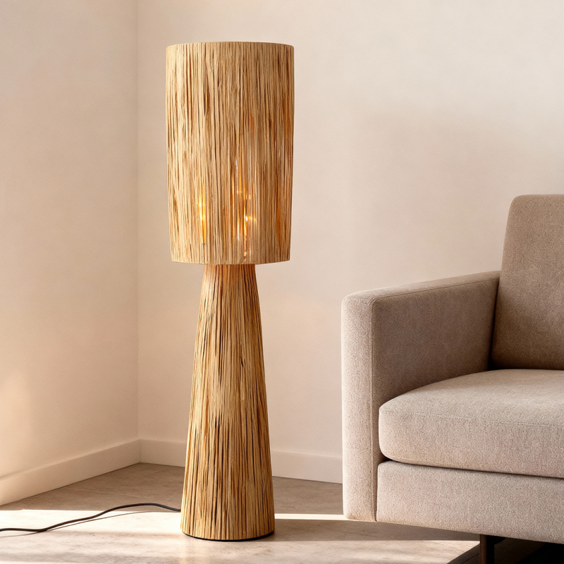 Rustikální stojací lampa hnědá, Daisy, s vypínačem