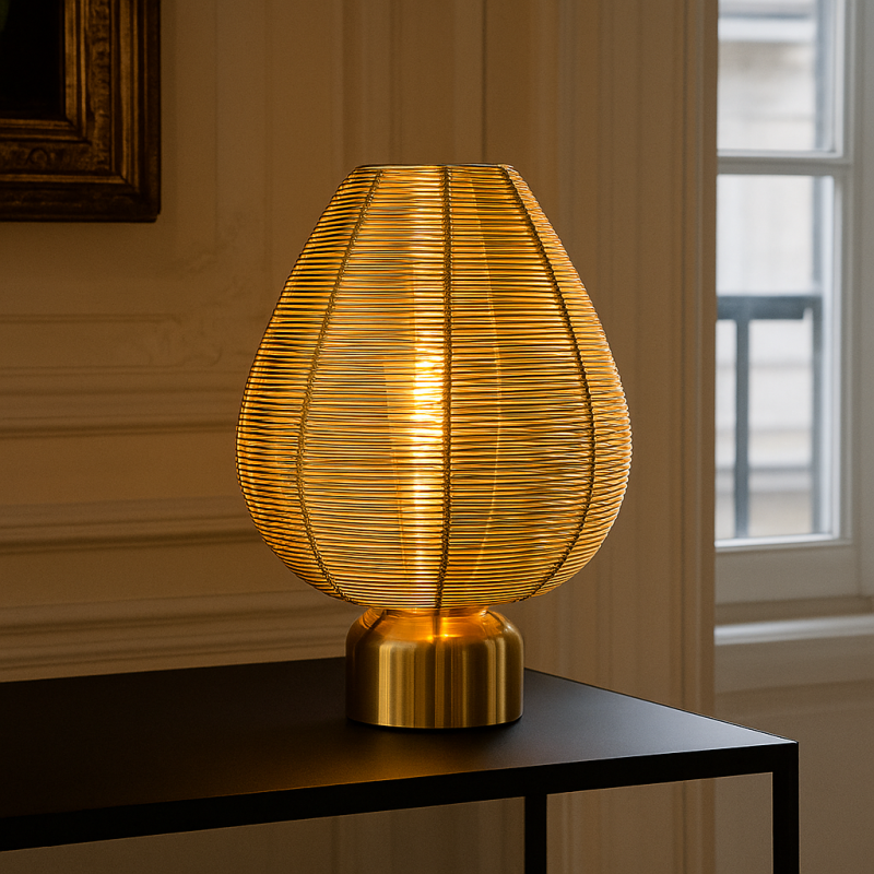 Moderní stolní lampa mosazná, Lesly, s vypínačem