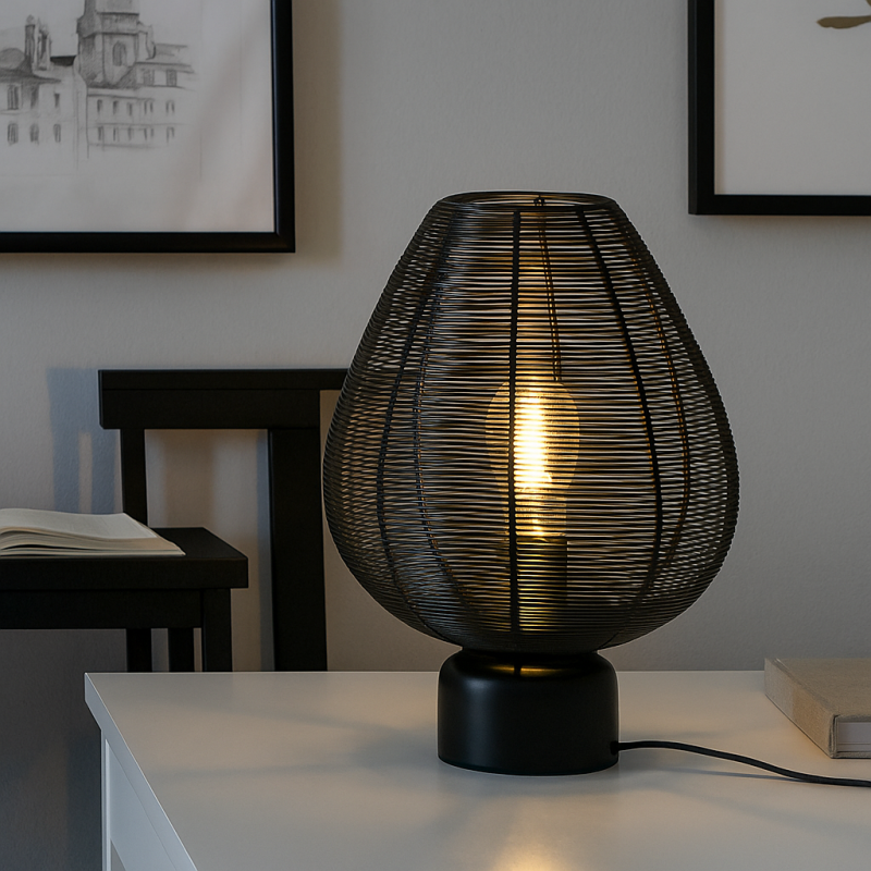 Moderní stolní lampa černá, Lesly, s vypínačem