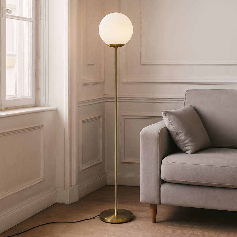 Designová stojací lampa bílá, Dolf, s vypínačem