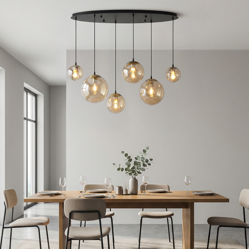Designové závěsné světlo jantarové, Dolf