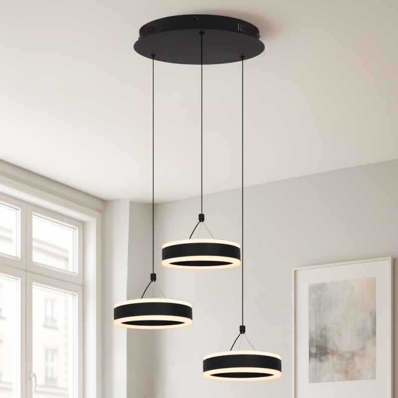 Designové závěsné světlo černé, Lava, 56W, LED 3000 K Designové závěsné světlo černé, Lava, 56W, LED 3000 K