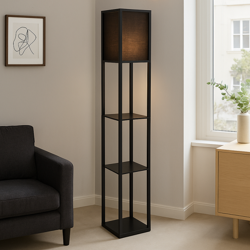 Moderní stojací lampa černá, Izabel, s vypínačem