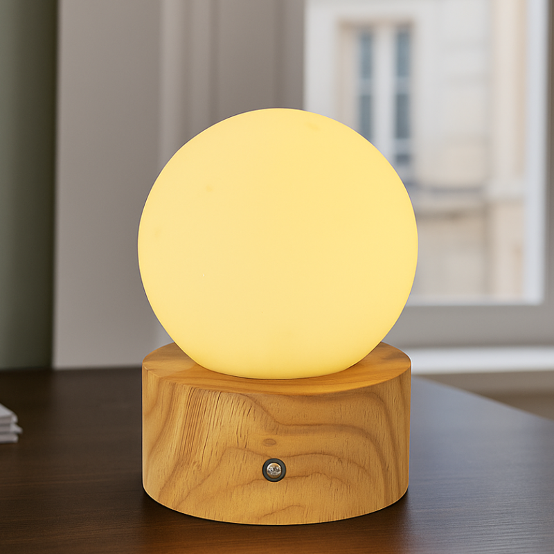 Dřevěná stolní lampa, Tiddo, 2W, LED dim to warm, s vypínačem Dřevěná stolní lampa, Tiddo, 2W, LED dim to warm, s vypínačem