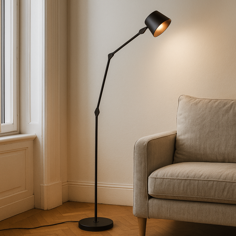 Moderní stojací lampa černá, Rinke, s vypínačem