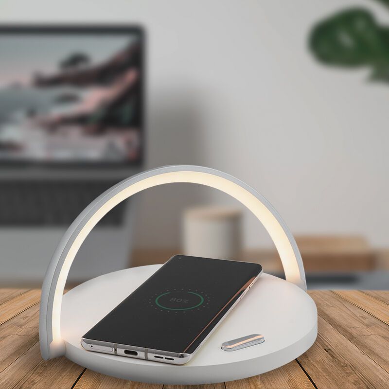 Plastová stolní lampa bílá, Erhan, 2W, LED 3000 K, s vypínačem