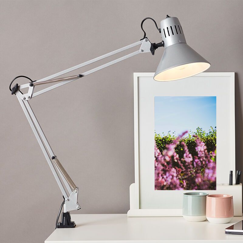 Kovové světlo s klipem šedé, Katharina, s vypínačem