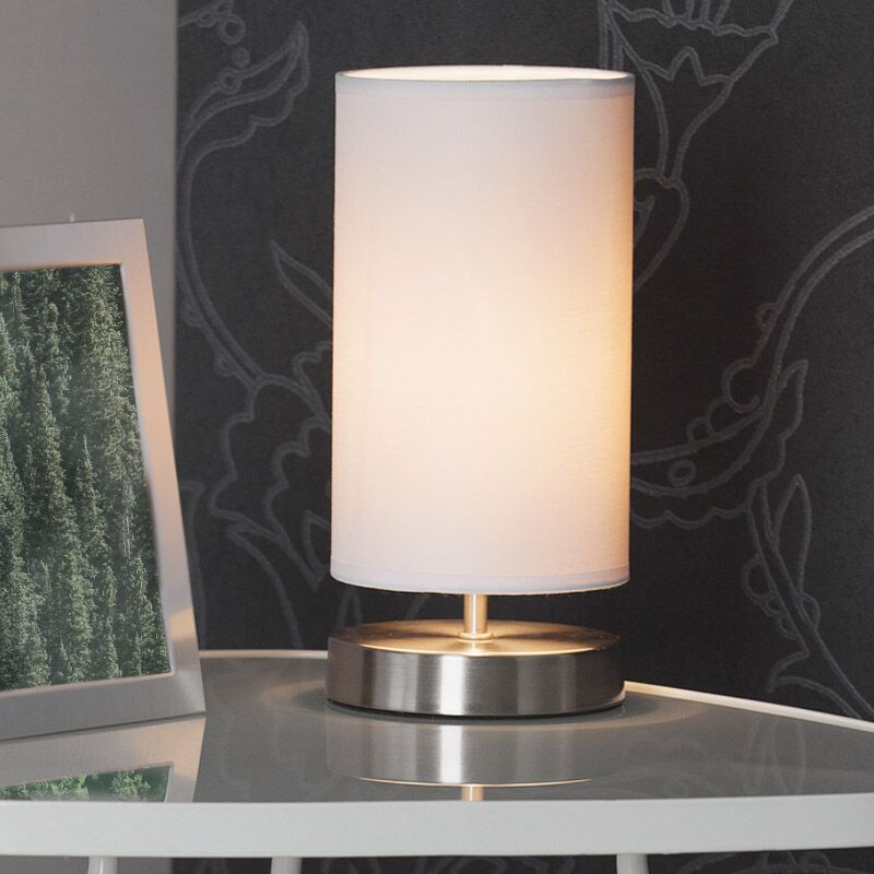 Látková stolní lampa bílá, Merinde, s vypínačem