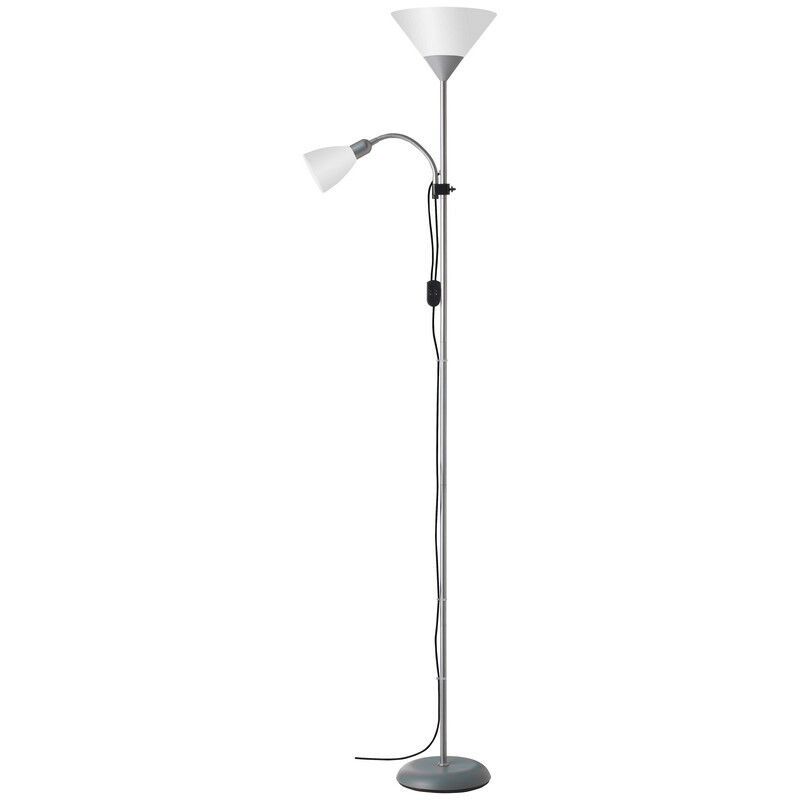 Hliníková stojací čtecí lampa stříbrná, Josephina, s vypínačem