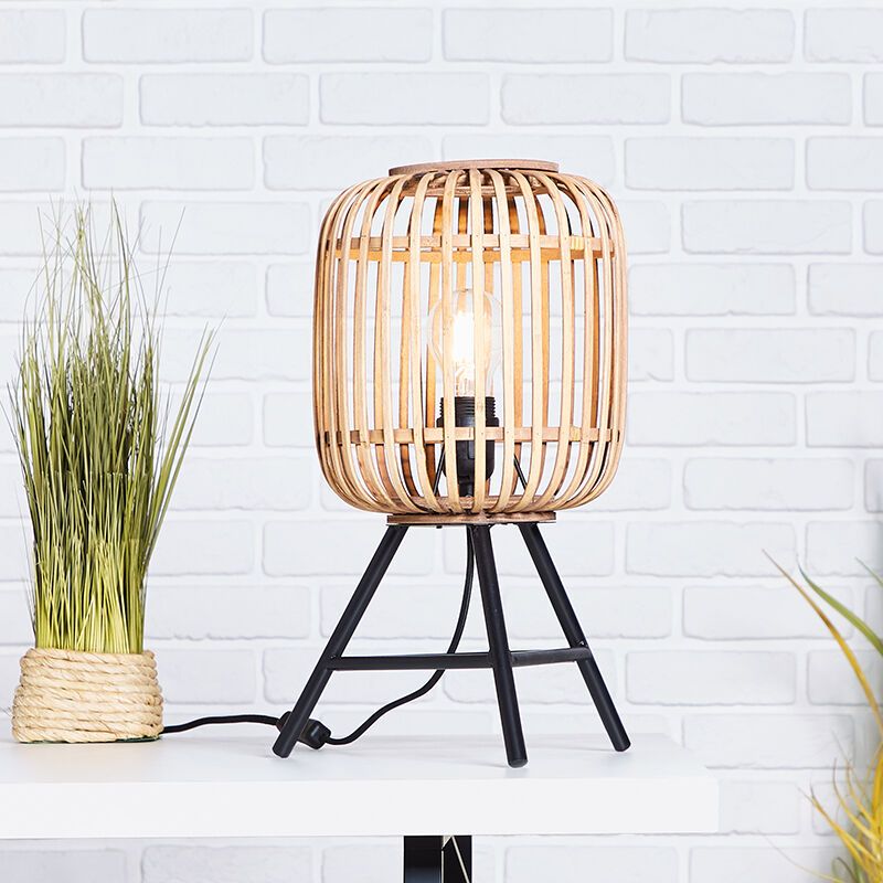 Industriální stolní lampa hnědá, Brain, s vypínačem