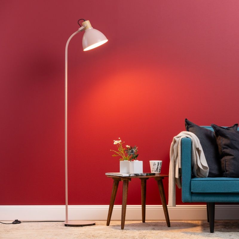Rustikální stojací lampa růžová, Thalina, s vypínačem Rustikální stojací lampa růžová, Thalina, s vypínačem