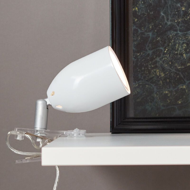 Plastové světlo s klipem bílé, Keke, s vypínačem