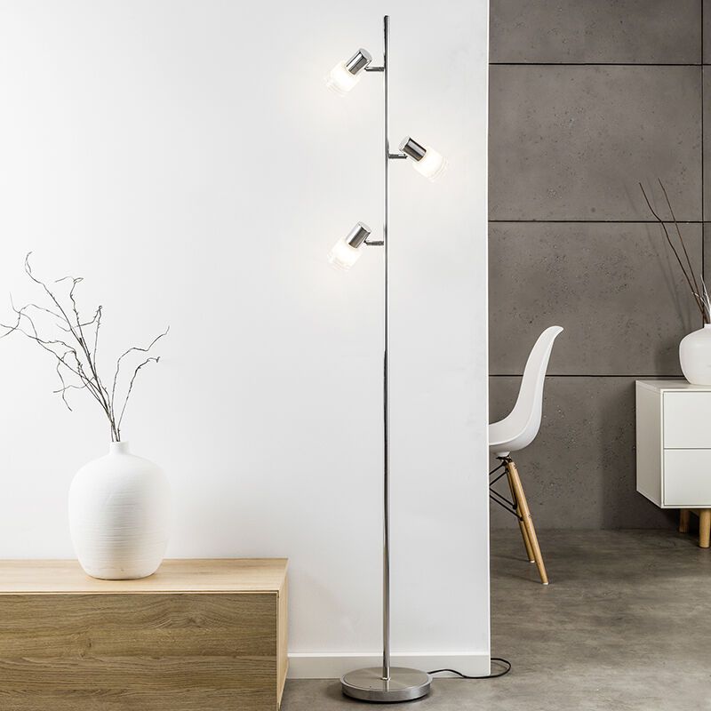 Kovová stojací lampa chromová, Blake, s vypínačem