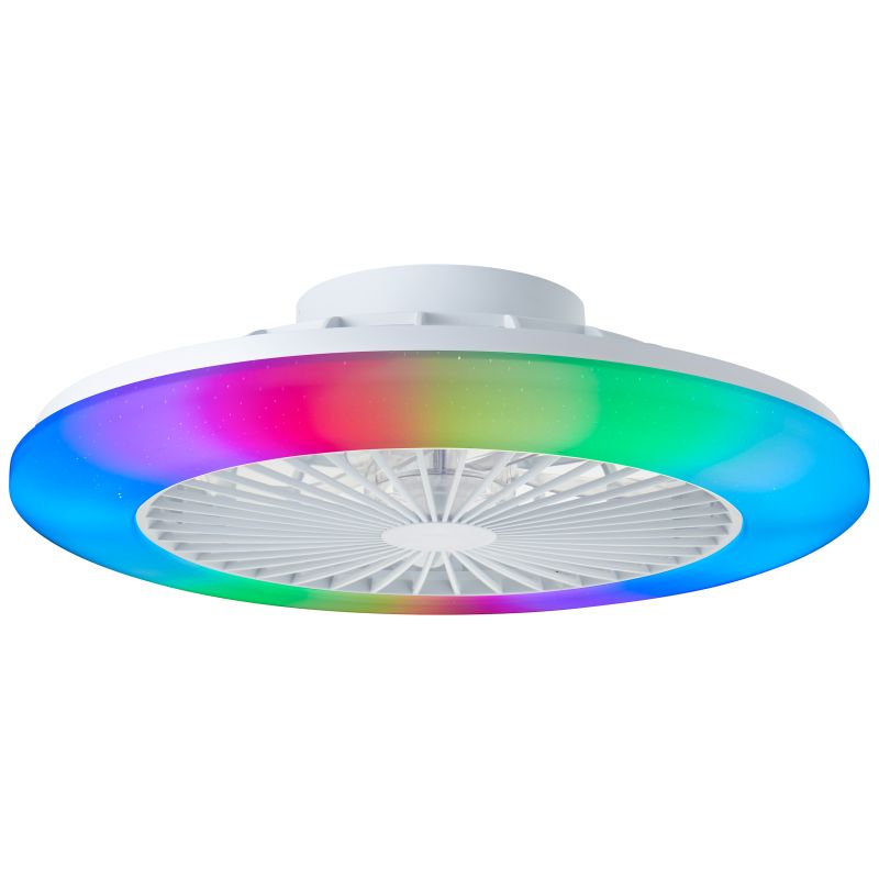 Moderní stropní ventilátor bílý, Sofieke, 40W, RGBW LED, s dálkovým ovládáním