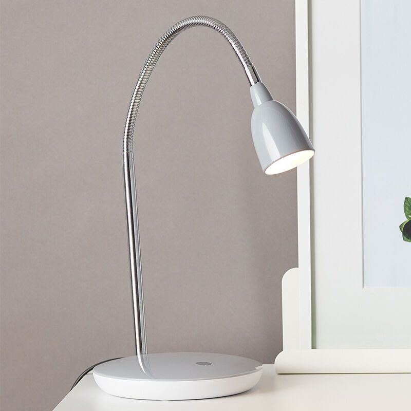 Plastová lampička šedá, Kit, 3W, LED 3000 K, s vypínačem