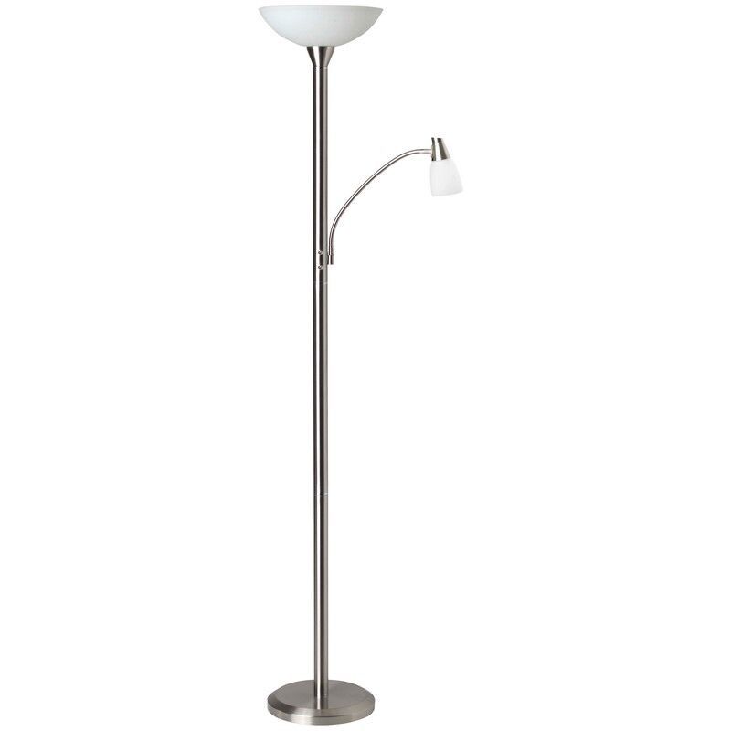 Moderní stojací čtecí lampa chromová, Bernd, s vypínačem