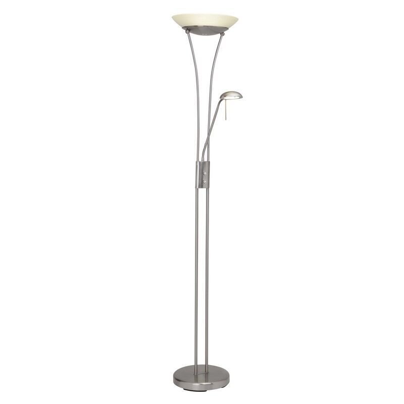 Skleněná stojací čtecí lampa chromová, Ivan, 18W, LED 3000 K, s vypínačem