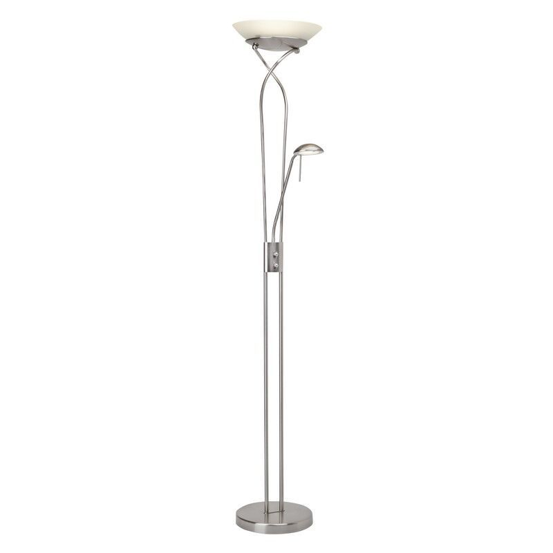 Moderní stojací čtecí lampa chromová, Joann, 18W, LED 3000 K, s vypínačem