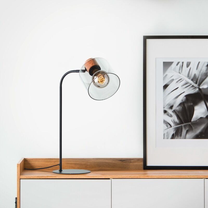 Moderní stolní lampa šedá, Serkan, s vypínačem
