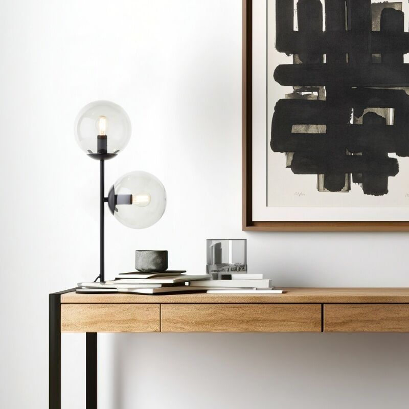 Designová stolní lampa průhledná, Rhys, s vypínačem Designová stolní lampa průhledná, Rhys, s vypínačem