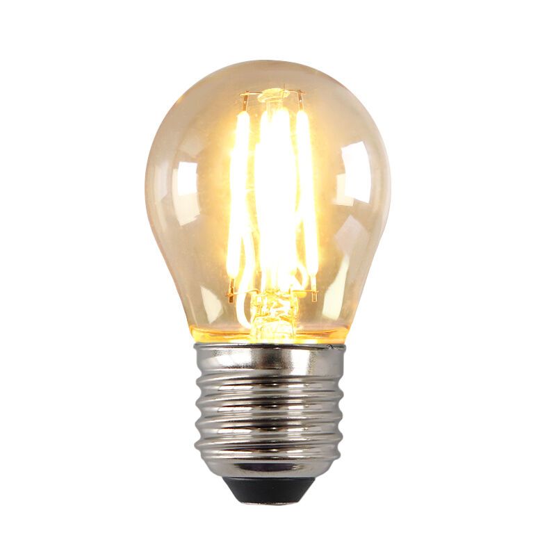 Stmívatelná LED žárovka E27 Olucia, P45, 4W, jantarové sklo, 2700K