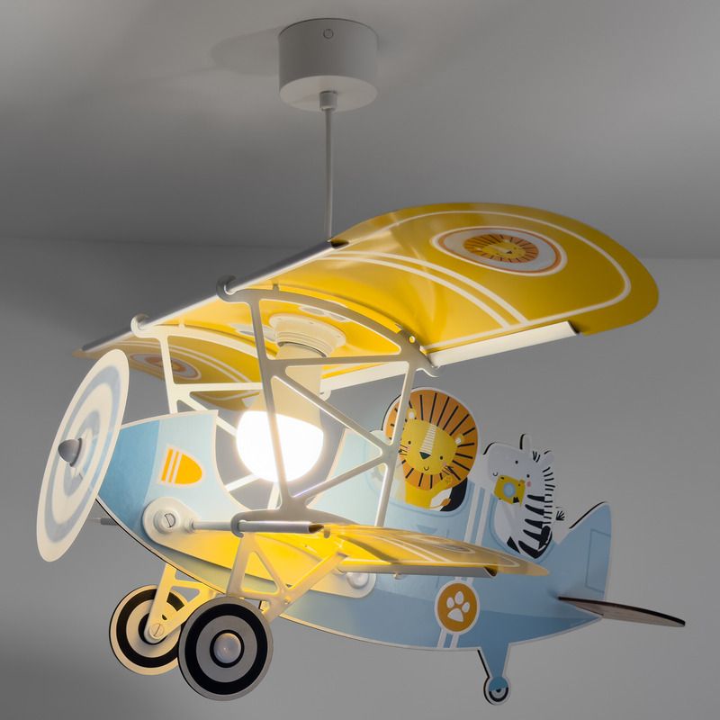 Modré závěsné svítidlo do dětského pokoje plastové, Lion plane