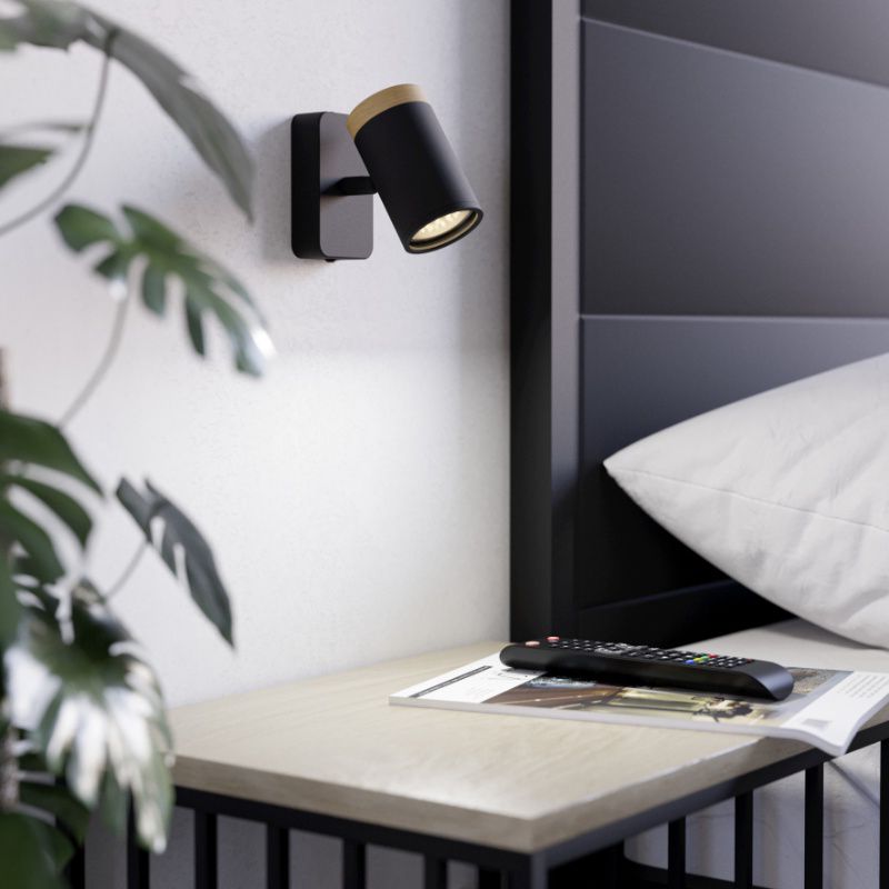 Ocelové moderní nástěnné bodové světlo černé, Conradus, IP44