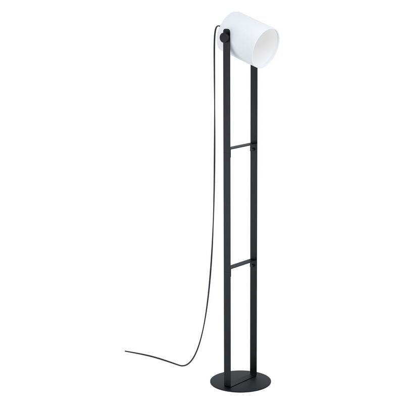 Dřevěná moderní stojací lampa černá, Kaspar, s vypínačem