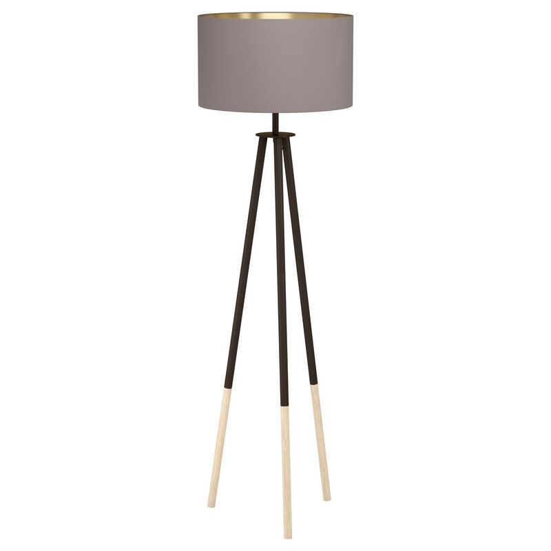 Dřevěná moderní trojnohá stojací lampa hnědá, Anish, s vypínačem Dřevěná moderní trojnohá stojací lampa hnědá, Anish, s vypínačem