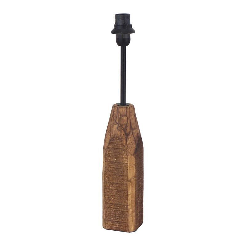 Dřevěná rustikální stolní lampa bez stínidla hnědá, Noah, s vypínačem