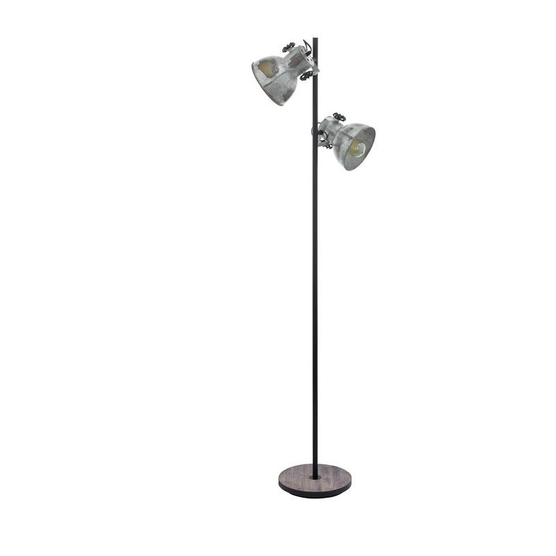 Dřevěná industriální stojací lampa hnědá, Angelina, s vypínačem