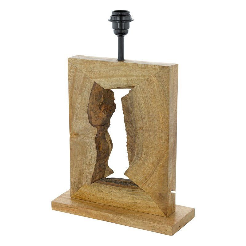 Dřevěná rustikální stolní lampa bez stínidla hnědá, Kick, s vypínačem