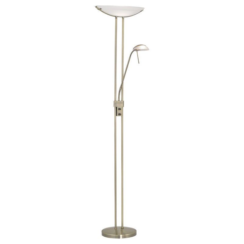 Skleněná klasická stojací čtecí lampa bronzová, Brava, s vypínačem